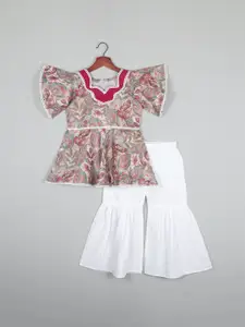 SHAHUDI DESIGNER Girls Printed Top with Palazzos