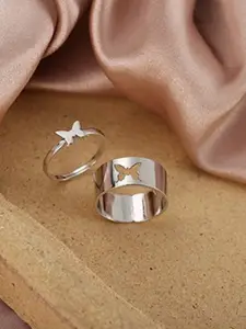 DressBerry Set Of 2 Silver-Plated ButterflyRing
