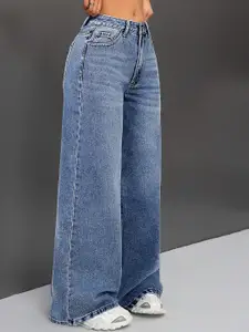 Aadvi Fashion Women Jean Wide Leg High-Rise Highly Distressed Heavy Fade Stretchable Jeans