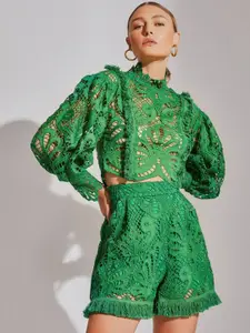 PANKH Crochet Top With Shorts Co-Ords