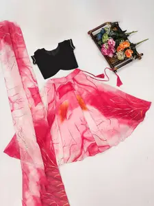 BAESD Girls Embellished Tie and Dye Ready to Wear Lehenga & Blouse With Dupatta