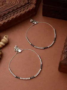 ANIKAS CREATION Silver-Plated Artificial Beads Anklet