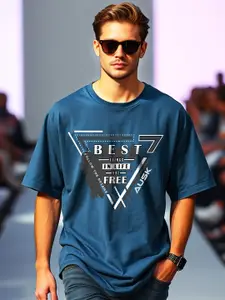 AUSK Men Typography Printed Pockets T-shirt