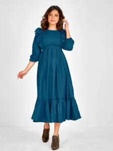 Raiyani Fashion Applique Crepe Fit & Flare Midi Dress