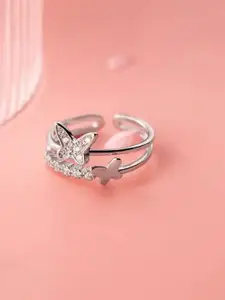 DressBerry Silver-Plated Cubic Zirconia StuddedFingerRing