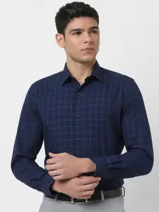 Peter England Men Slim Fit Grid Tattersall Checks Opaque Checked Formal Shirt