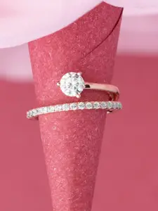 LIORA 925 Silver Jewellery Sterling Silver Rosegold Plated Solitaire Ring