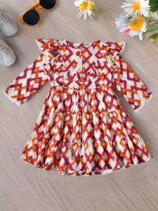 Bella Moda Floral Print Bell Sleeve Fit & Flare Dress