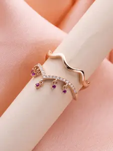LIORA 925 Silver Jewellery LIORA 925 Silver Rose-Gold Plated Cubic Zirconia Finger Ring