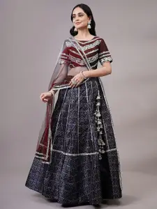 Utsav Fashion Embroidered Mirror Work Shibori Ready to Wear Lehenga & Choli With Dupatta