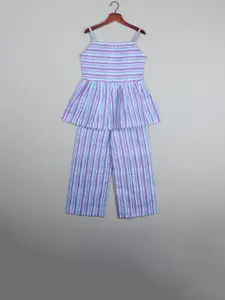 SHAHUDI DESIGNER Girls Striped Top with Palazzos