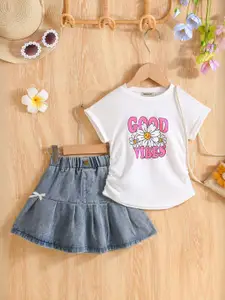 INCLUD Girls Printed Top with Skirt