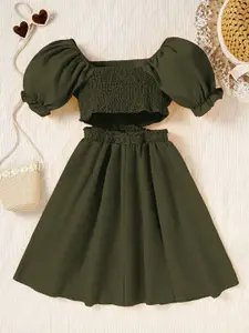 INCLUD Puff Sleeve A-Line Midi Dress