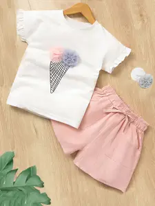 INCLUD Girls Printed T-shirt with Shorts