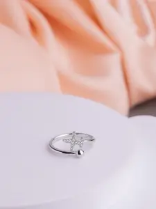 LIORA 925 Silver Jewellery LIORA 925 Silver Rhodium Plated Cubic Zirconia Studded Finger Ring