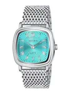 LOUIS DEVIN Men Brass Embellished Dial & Stainless Steel Bracelet Style Straps Analogue Watch