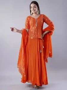 Utsav Fashion Embroidered Mirror Work Ready to Wear Lehenga & Choli With Dupatta