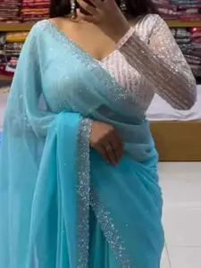 KALINI Beads and Stones Embellished Saree