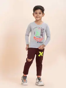 YK X JUST KiDDiNG Boys Printed T-shirt with Trousers
