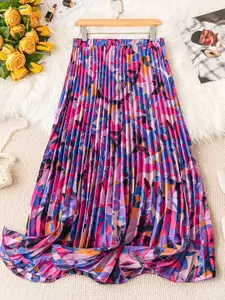 OTABU Printed A-Line Flared Maxi Skirt