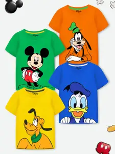 YK Disney Boys Pack of 4 Mickey & Friends Graphic Printed T-Shirt