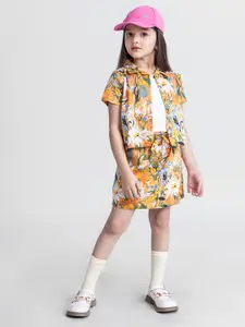 taffykids Girls Printed Shirt with Skirt
