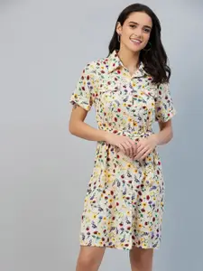 Chemistry Floral Print Crepe Shirt Dress