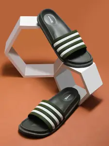 Slipover Men Striped Sliders