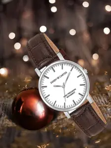 Sandy D Carter Women Patterned Dial & Leather Bracelet Style Straps Analogue Watch Sandy D Carter-233L-BR