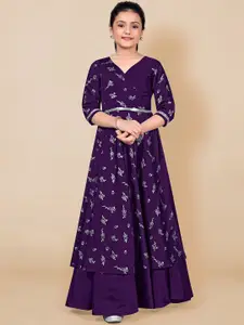 Sangria Girls Printed A-Line Ethnic Dress