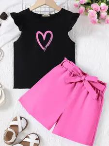 INCLUD Girls Printed T-shirt with Shorts