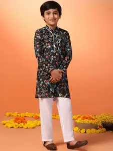 Sangria Boys Floral Printed Straight Kurta & Trousers Set