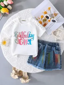 INCLUD Girls Printed T-shirt with Shorts