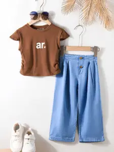 INCLUD Girls Printed Top with Trousers