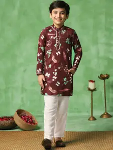 BAESD Boys Floral Printed Regular Kurta with Trousers