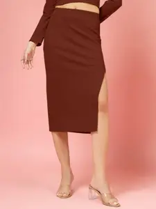 Chemistry Pencil Side Slit Midi Skirt