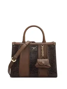 Da Milano Animal Textured Leather Structured Satchel