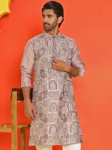 Jompers Men Floral Embroidered Thread Work Floral Kurta