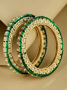 ATIBELLE Set Of 2 Gold-Plated Kundan-Studded Bangles