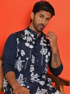 Jompers Men Floral Embroidered Chikankari Floral Kurta