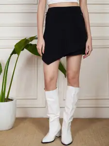 Purple Feather Ribbed Stretchable Above Knee Skort