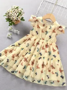 BAESD Print Applique Georgette Fit & Flare Dress