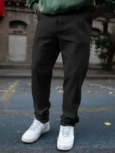 Powerlook Black Regular Fit Crushed Drop Needle Track Pant