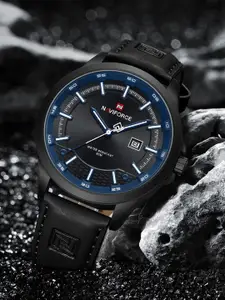 Naviforce Men Embellished Dial & Leather Straps Analogue Watch NF9248L_B BE B