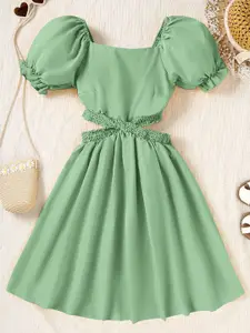 INCLUD Puff Sleeve A-Line Midi Dress