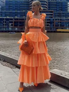 Pankh Cropped Top With Ruffled Skirt CoOrds