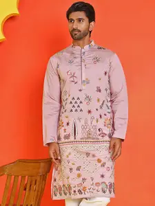 Jompers Men Floral Embroidered Chikankari Floral Kurta