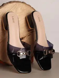 Lavie Embellished PU Block Sandals