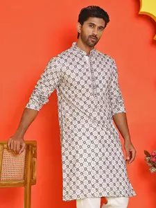 Jompers Men Geometric Embroidered Sequinned Kurta