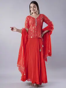 Utsav Fashion Embroidered Mirror Work Shibori Ready to Wear Lehenga & Choli With Dupatta